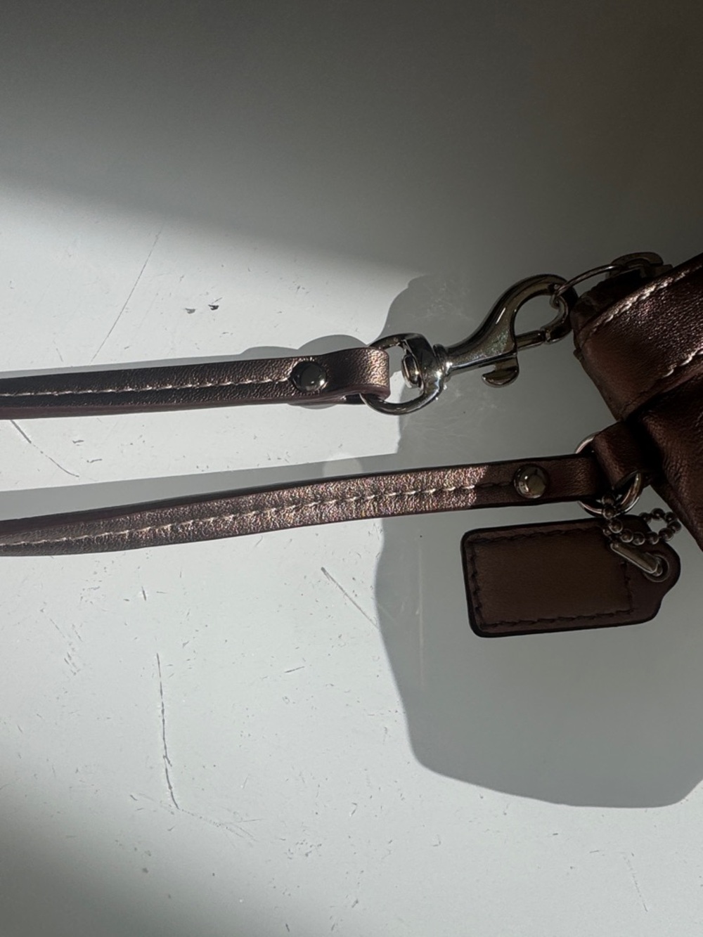 Coach Metallic Bronze Leather Wristlet Clutch - Picture 5 of 11